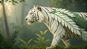 Majestic White Tiger: A Stunning Ultra, white tiger, tiger, leaf, Wildlife, jungle HD wallpaper