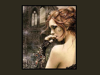 Sorrow, gothic, redhead, vampire, woman HD wallpaper