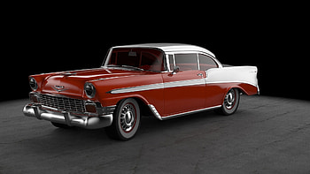1956 Chevy Bel Air, Chevy, Car, Bel Air, American, Old-Timer, Red, Chevrolet HD wallpaper