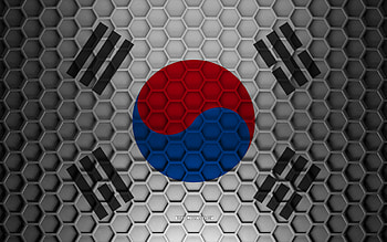 South Korea flag, 3d hexagons texture, South Korea, 3d texture, South Korea 3d flag, metal texture, flag of South Korea HD wallpaper