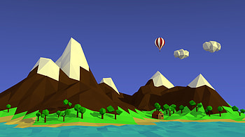 Low Poly New, artist, digital-art, air-balloon HD wallpaper