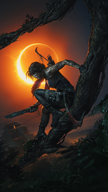 Dark night adventure, Lara Croft's exploration, Sony Xperia Z5 Premium HD phone wallpaper