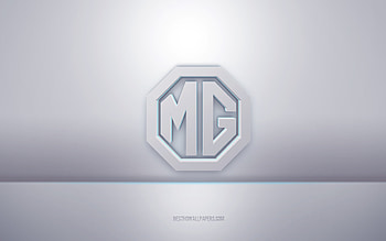 MG 3d white logo, gray background, MG logo, creative 3d art, MG, 3d emblem HD wallpaper