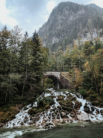 Nature, Trees, Stones, Rocks, Waterfall, Arch HD phone wallpaper