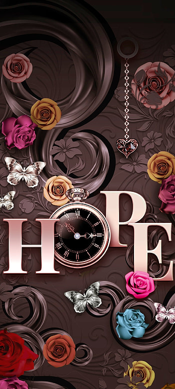 Hope and Flower, red, beautiful, flowers, product, butterfly, luxury, rose, clock HD phone wallpaper