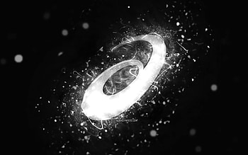 ASICS white logo, , white neon lights, creative, black abstract background, ASICS logo, fashion brands, ASICS HD wallpaper