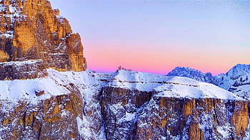 The Dolomites at sunrise, Italy, snow, colors, landscape, sky, rocks, mountains, alps HD wallpaper