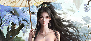 Princess, evil chen, jewel, frumusete, fantasy, parasol, girl HD wallpaper