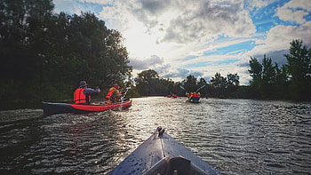 Summer river sky, Canoeing loch HD wallpaper