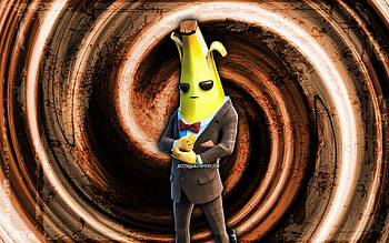 Agent Peely, brown grunge background, Fortnite, vortex, Fortnite characters, Agent Peely Skin, Fortnite Battle Royale, Agent Peely Fortnite HD wallpaper