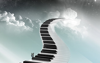 Fantasy, Background, Sky, Clouds, Piano HD wallpaper