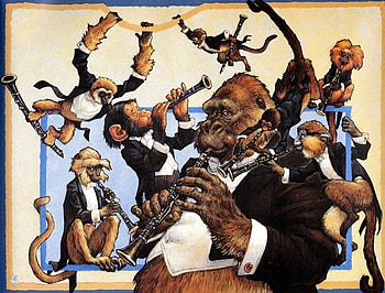 Animal Band 2, flutes, gorilla, monkeys HD wallpaper