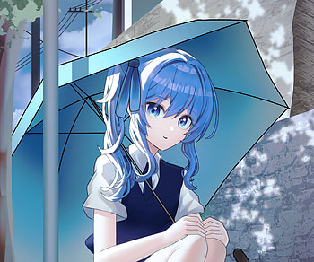 Hoshimachi Suisei, hololive, Hoshimachi Suisei, Anime, Virtual Youtuber HD wallpaper