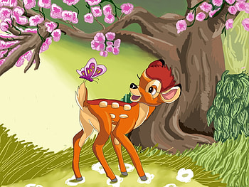Bambi, by Jemma, disney, bambi, tree, flower HD wallpaper