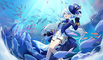 Sea by MORI森, Furina (Genshin Impact), Genshin Impact, sea, blue HD wallpaper