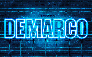 Demarco, , with names, Demarco name, blue neon lights, Demarco Birtay, Happy Birtay Demarco, popular italian male names, with Demarco name HD wallpaper