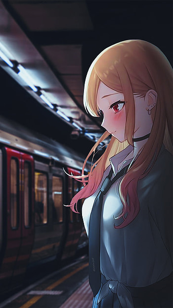Marin kitagawa, art, waifu, anime HD phone wallpaper