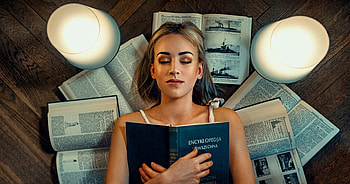 Lovely Face, close eyes, book, model, lying, woman HD wallpaper