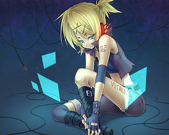 Rin Kagamine, kagamine, blonde, anime, rin, girl, vocaloid HD wallpaper
