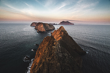 Sea, cliffs, skyline, nature HD wallpaper