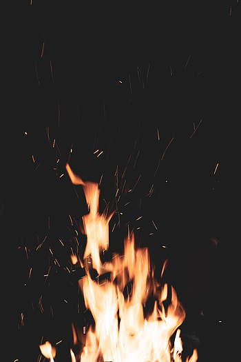 Fire, Bonfire, Dark, Flame, Sparks HD phone wallpaper