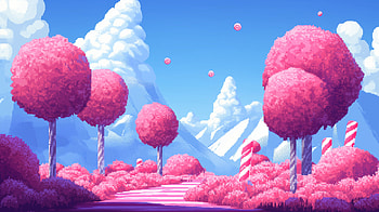 Candy World Fantasy Pixel Art in Pink, pixel art, fantasy, pink HD wallpaper