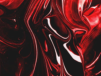 Dynamic swirls of red and black create a striking abstract pattern in acrylic paint. HD wallpaper