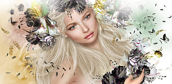 Girl, Flowers, Rendering, Smile, Beauty HD wallpaper