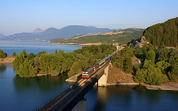 Train in France, bridge, France, train, coast HD wallpaper