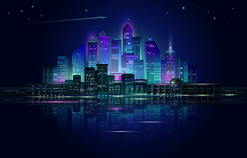 Waterfront, Neon Skylines HD wallpaper
