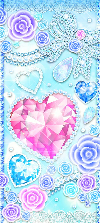 Heart Ribbon Jewel, aqua, magenta, Luxury, Diamond, Premium, rose HD phone wallpaper