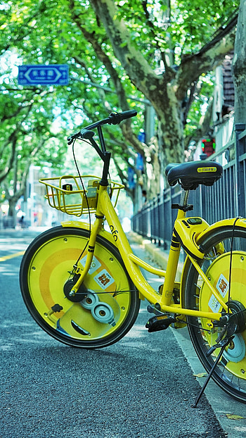 A Yellow, Bicycle, Street Background HD phone wallpaper
