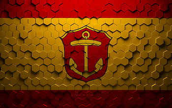 Flag of Ludwigshafen, honeycomb art, Ludwigshafen hexagons flag, Ludwigshafen, 3d hexagons art, Ludwigshafen flag HD wallpaper