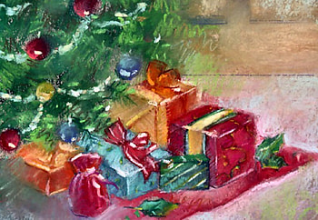 Gifts Under the Tree , December, art, gifts, illustration, tree, artwork, occasion, wide screen, holiday, Christmas HD wallpaper