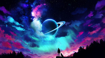 Aurora Sky Morning , aurora, space, digital-universe, artist, artwork, digital-art, alone, dog HD wallpaper