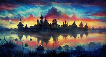 Art, Sky, Drawing, , Paints, Monastery HD wallpaper
