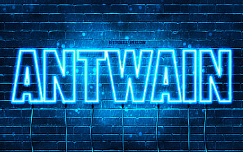 Happy Birtay Antwain, , blue neon lights, Antwain name, creative, Antwain Happy Birtay, Antwain Birtay, popular french male names, with Antwain name, Antwain HD wallpaper