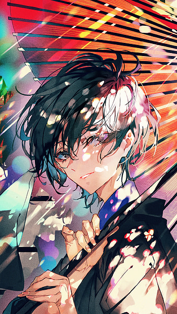 Umbrella Glow — Short-Haired Anime Girl , short hair, Anime, girl, anime girl HD phone wallpaper