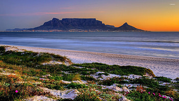 Africa, Digital coastal beach, Sunset high definition, Table Mountain HD wallpaper