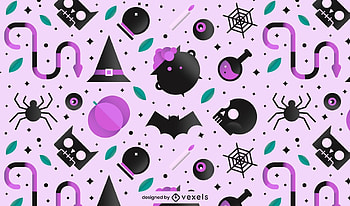 Pattern, purple, halloween, vexels, texture, bat, pot, witch, black HD wallpaper