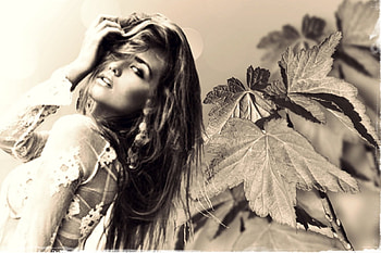 Autumn Beauty, model, leaves, woman, hop HD wallpaper