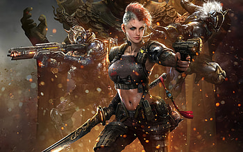 Cyberpunk Futuristic Girl With Gun And Sword , cyberpunk, scifi, artist, artwork, digital-art HD wallpaper