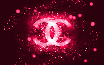 Chanel pink logo, , pink neon lights, creative, pink abstract background, Chanel logo, fashion brands, Chanel HD wallpaper