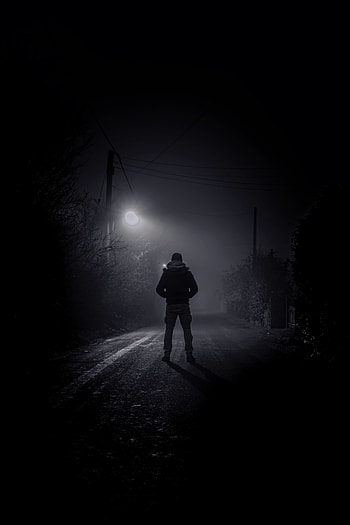 Night, Dark, Seclusion, Privacy, Bw, Chb, Man, Street HD phone wallpaper