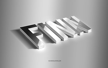 Finn, silver 3d art, gray background, with names, Finn name, Finn greeting card, 3d art, with Finn name HD wallpaper