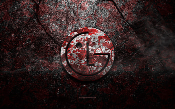 LG logo, grunge art, LG stone logo, red stone texture, LG, grunge stone texture, LG emblem, LG 3d logo HD wallpaper
