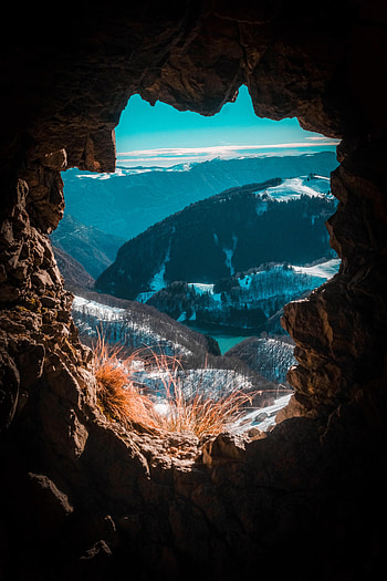 Landscape, Nature, Mountains, View, Cave HD phone wallpaper