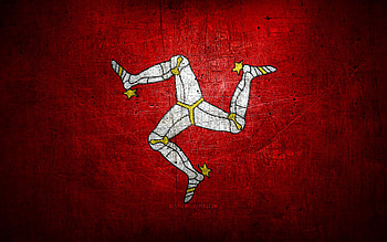 Isle of Man metal flag, grunge art, European countries, Day of Isle of Man, national symbols, Isle of Man flag, metal flags, Flag of Isle of Man, Europe, Isle of Man HD wallpaper