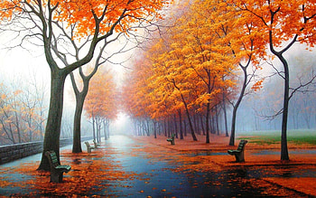 Landscape, Trees, Autumn, Streets HD wallpaper