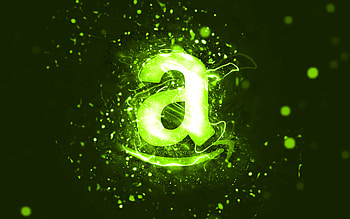 Amazon lime logo, , lime neon lights, creative, lime abstract background, Amazon logo, brands, Amazon HD wallpaper
